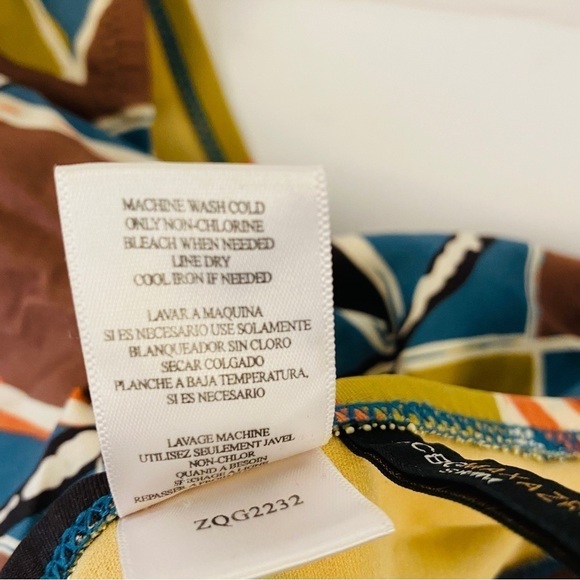 BCBGMAXAZRIA bathing suit bottom geometric bikini olive blue coral brown green - Picture 7 of 12